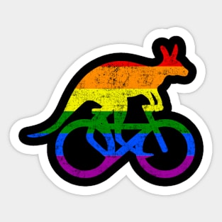 Cyclist Kangaroo Bicycle Funny Sport Motivation Rainbow Flag Sticker